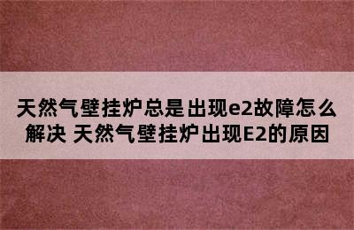 天然气壁挂炉总是出现e2故障怎么解决 天然气壁挂炉出现E2的原因